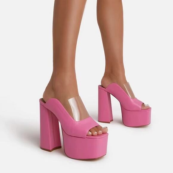 Fashion Nova Shoes - Fashion Niva Pink Open Toe Platform High Heel Shoes Size 9 NEW